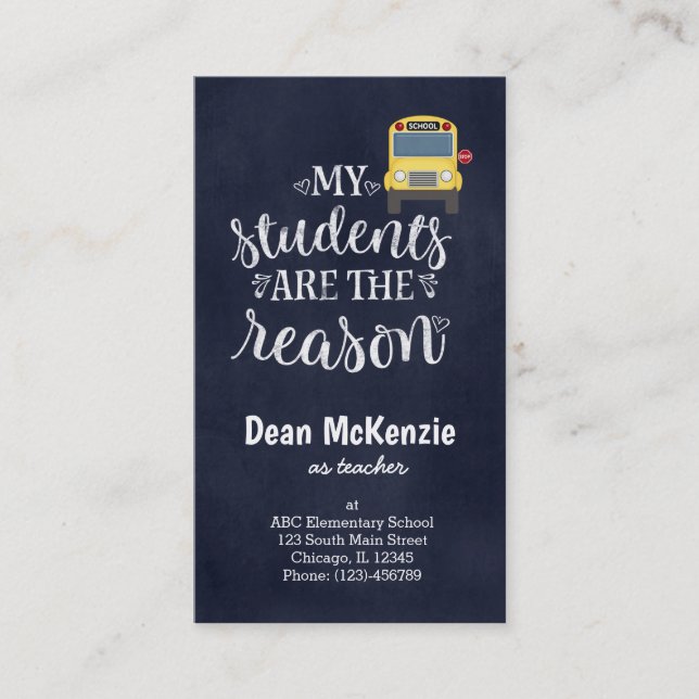 Meine Schüler sind der Grund Visitenkarte (Vorderseite)