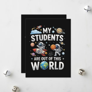 Meine Schüler sind in dieser Weltraumwelt unterweg Feiertagskarte
