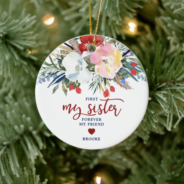 Meine Schwester für immer mein Freund Personalisie Keramik Ornament (Baum)