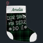 Meine Schwester hat es Karierten Niedlichen Spaß g Kleiner Weihnachtsstrumpf<br><div class="desc">Meine Schwester hat es grün Karierten Niedlichen lustig Kleiner Weihnachtsfest Strumpf</div>