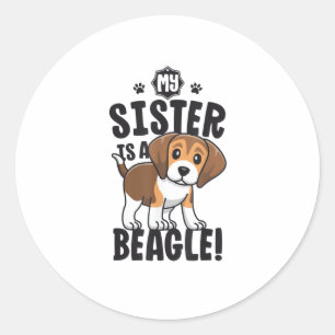 Meine Schwester ist ein Beagle Shirt Kinder Beagle Runder Aufkleber