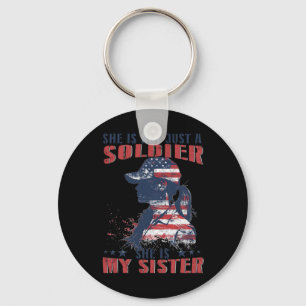 Meine Schwester ist ein Soldat Militär 4. Juli Pat Schlüsselanhänger