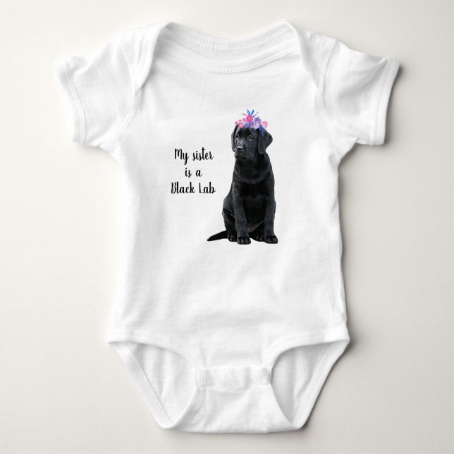 Meine Schwester ist schwarz-schwarz Labrador Retri Baby Strampler (Vorderseite)