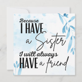 Meine Schwester, mein Freund Mitteilungskarte