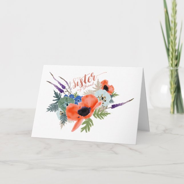 Meine Schwester, meine Freundin, Blume Karte (Vorderseite)