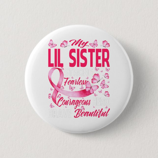 Meine Schwester rosa Ribbon Krieger Brustkrebs Button (Vorderseite)