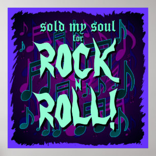 Meine Seele für Rock N Roll verkauft Lila Grün Bla Poster
