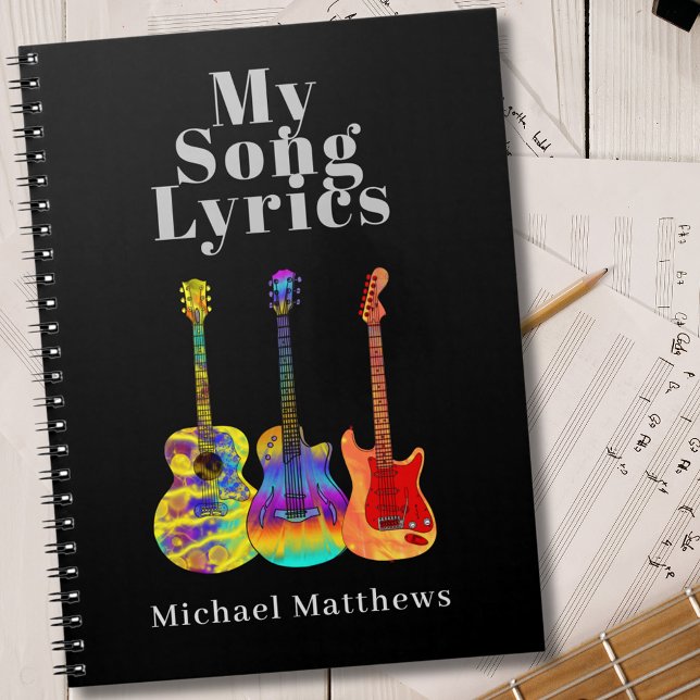 Meine Song-Texte Gitarrist Custom Notizblock (My song lyrics guitar musician custom notebook Song writers, guitarists and music students)