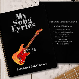 Meine Songtexte Gitarre Musiker Maßgeschneidert Notizbuch
