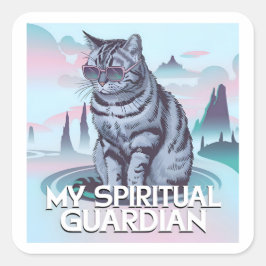 Meine spirituelle Wächterkatze Quadratischer Aufkleber