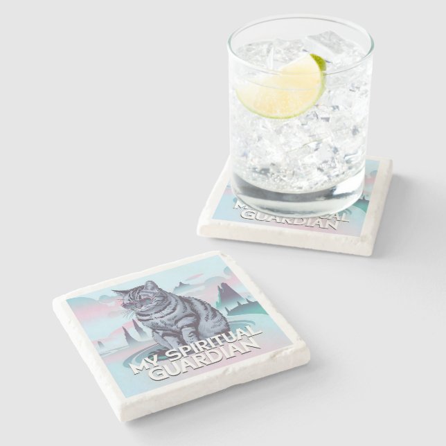 Meine spirituelle Wächterkatze Steinuntersetzer (Seitenansicht)