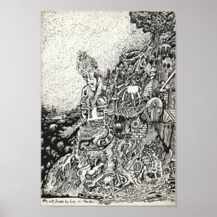 Meine Stadt, von Feuer ins Meer getrieben. Poster