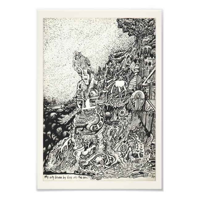 Meine Stadt wurde durch Feuer ins Meer getrieben. Fotodruck (Vorne)
