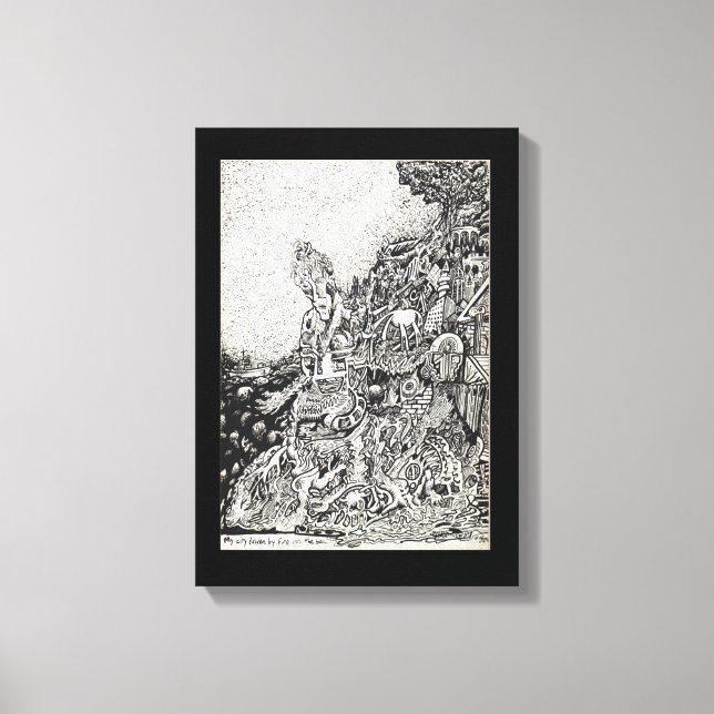 Meine Stadt wurde von einem Feuer ins Meer getrieb Leinwanddruck (Vorderseite)