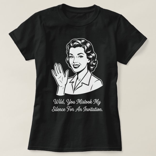 Meine Stille als retro Einladung T-Shirt (Design vorne)