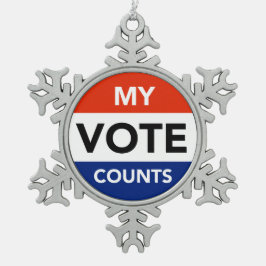 Meine Stimme zählt Schneeflocken Zinn-Ornament