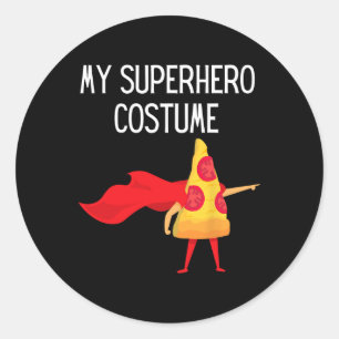 Meine Superheld-Pizza mit Cape Halloween Kostümspa Runder Aufkleber
