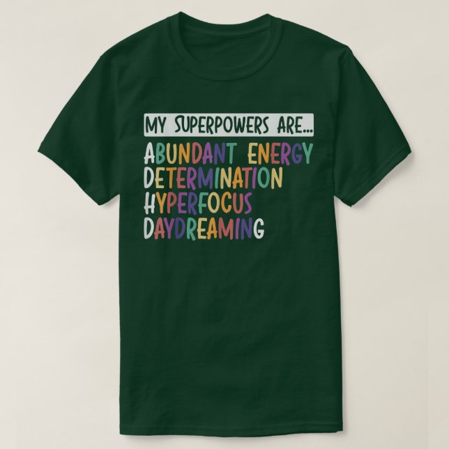 Meine Superkräfte sind ADHS Warrior Embrace Neurod T-Shirt (Design vorne)