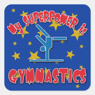 Meine Supermacht ist Gymnastik Quadratischer Aufkleber