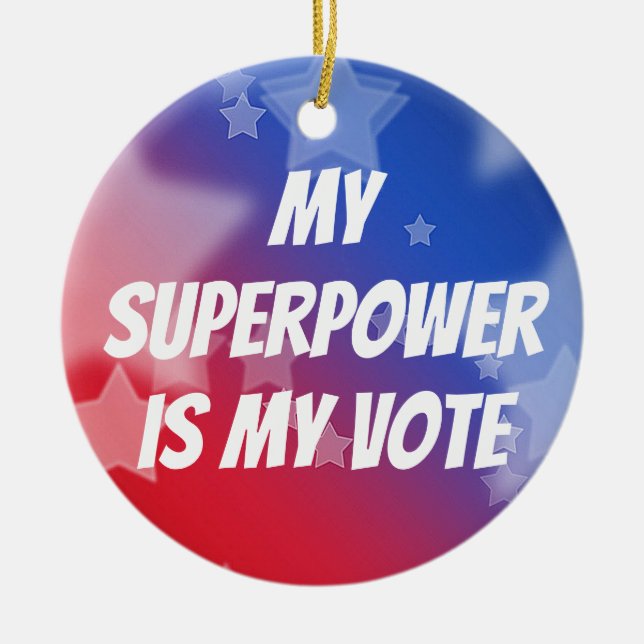 Meine Supermacht ist meine Stimme Keramik Ornament (Vorne)