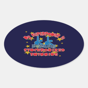 Meine Supermacht ist Synchronschwimmen Ovaler Aufkleber