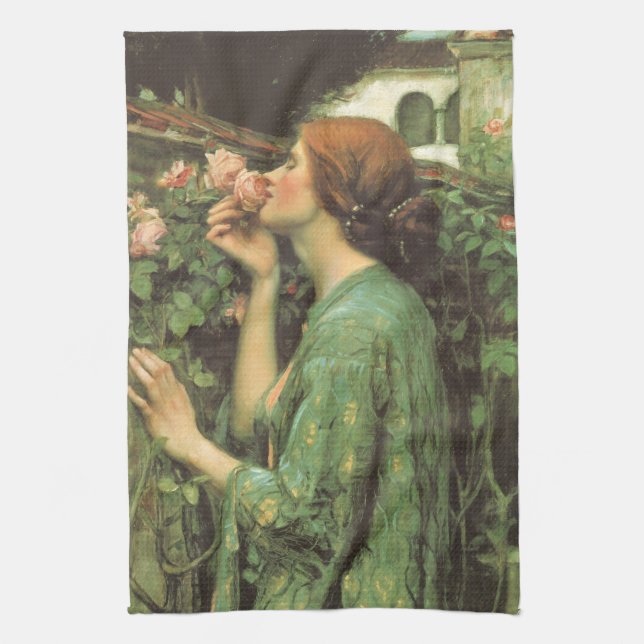 Meine süße Rose, oder Soul der Rose von Waterhouse Geschirrtuch (Vertikal)