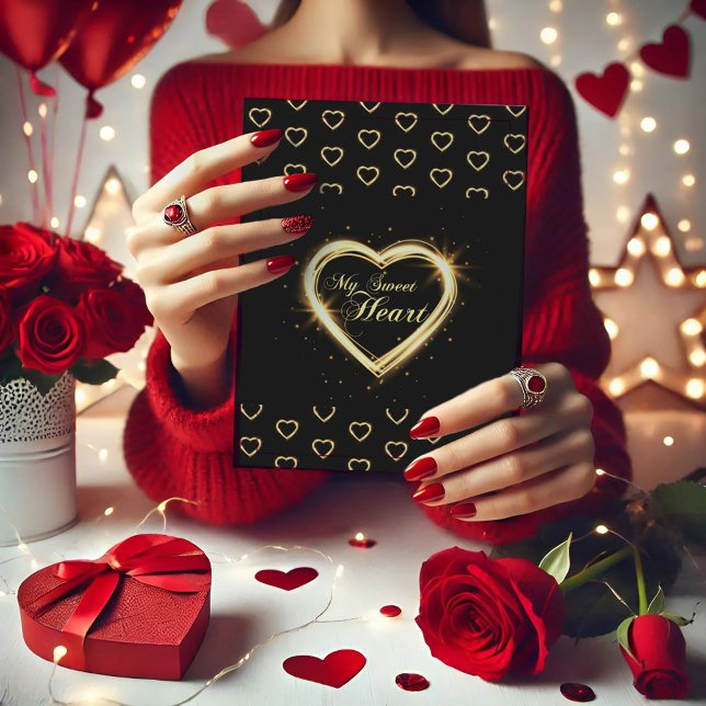 Meine Sweet Heart Black Gold geklappt Danke Karte (Von Creator hochgeladen)