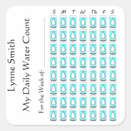 Meine tägliche Wasserzählung - eine Woche Quadratischer Aufkleber