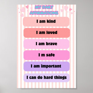 Meine täglichen Affirmationen Wandkunst für Kinder Poster