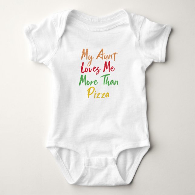 meine Tante Liebe mir mehr als Pizza Baby Geschenk Strampler (Vorderseite)