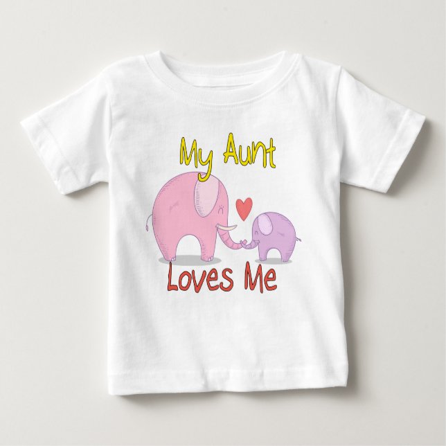 Meine Tante Loves Me Elephant Baby T-shirt (Vorderseite)