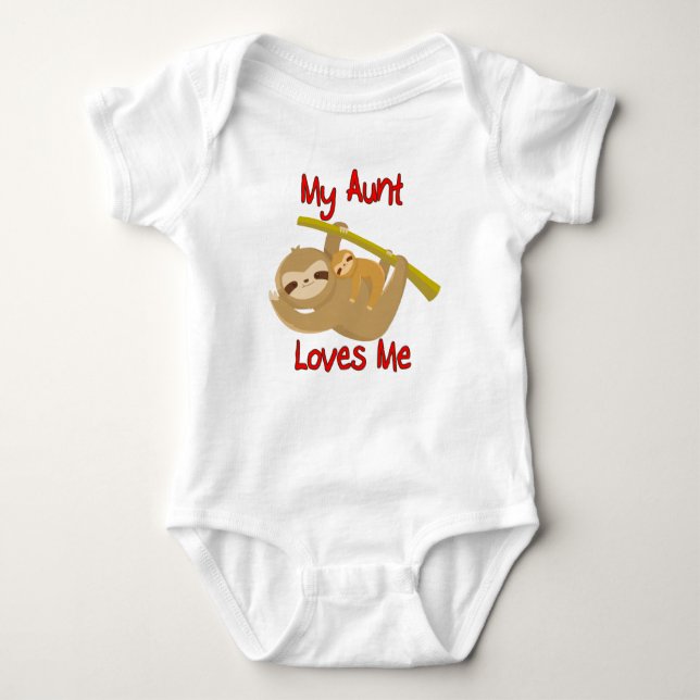 Meine Tante Loves Me Sloth Baby Strampler (Vorderseite)