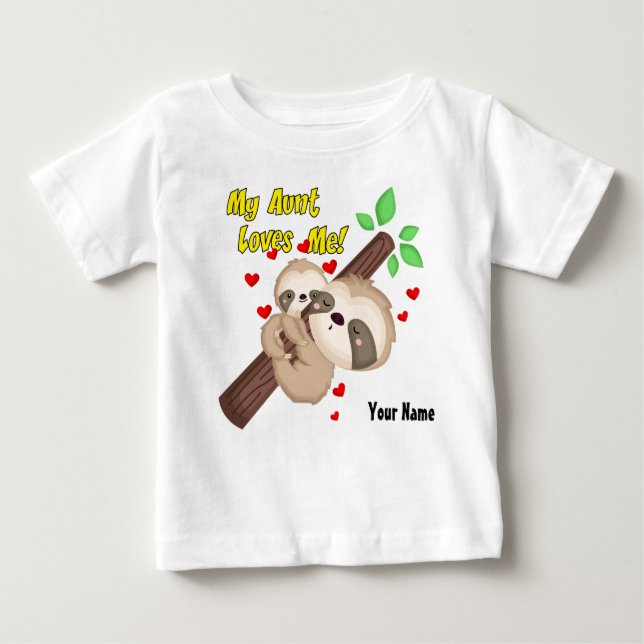 Meine Tante Loves Me Sloth Baby T-shirt (Vorderseite)