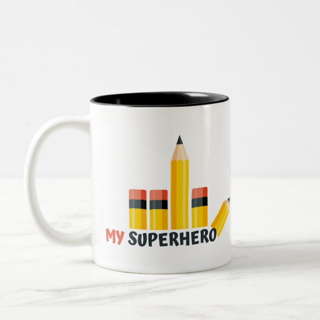 Meine Tasse für den Superhelden-Stift-Power (Links)