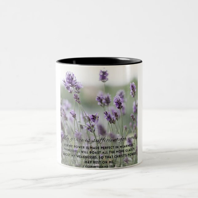 Meine Tasse "Grace Purple Flowers Bible Verse" (Mittel)