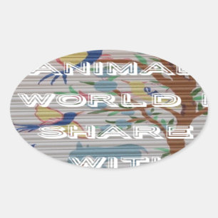 Meine Tierwelt: Schönes Baum- und Vogeldesign Ovaler Aufkleber