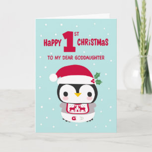 Meine Tochter Erste Weihnacht mit Baby Penguin Karte