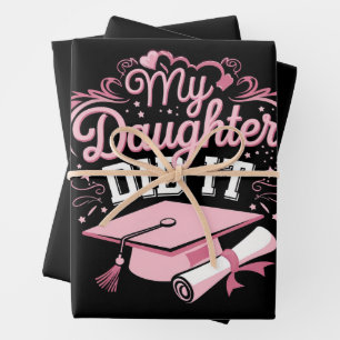 Meine Tochter hat es geschafft Rosa Abschluss Fami Geschenkpapier Set