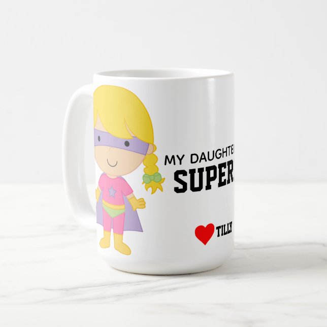 meine Tochter ist ein Superheld Kaffeetasse (Vorderseite Links)