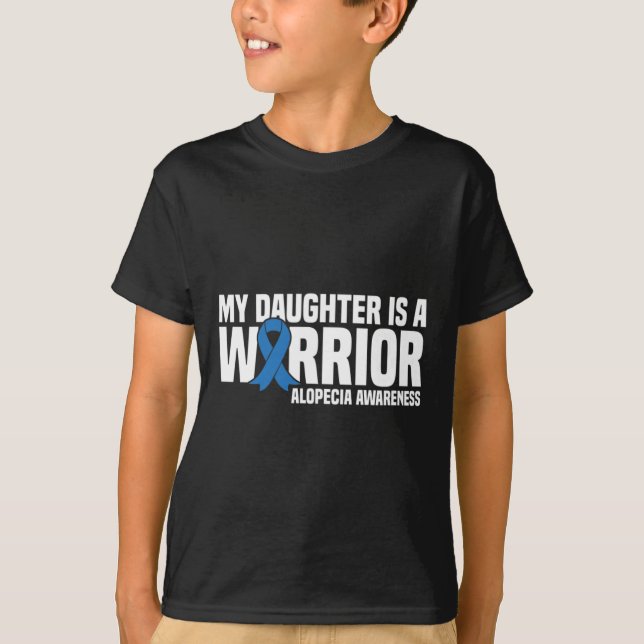 Meine Tochter ist ein Warrior Blue Ribbon Alopecia T-Shirt (Vorderseite)