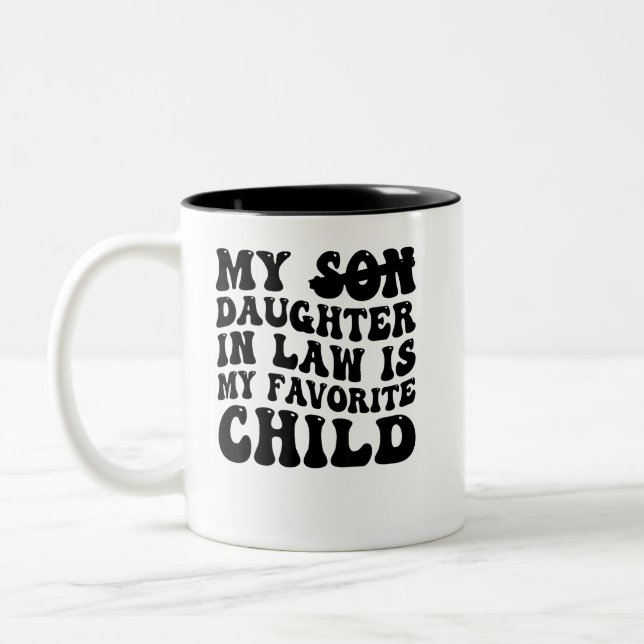 Meine Tochter ist mein Lieblingskind Zweifarbige Tasse (Links)