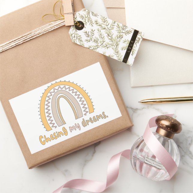 Meine Träume motivierend, farbenfroher Regenbogen  Rechteckiger Aufkleber (Schenken)