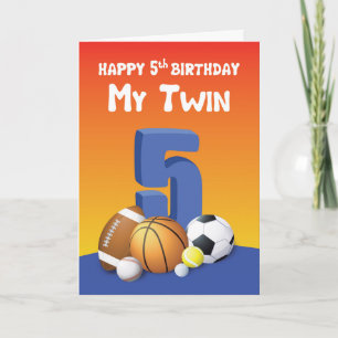 Meine Twin Brother 5th Birthday Sports Balls Karte