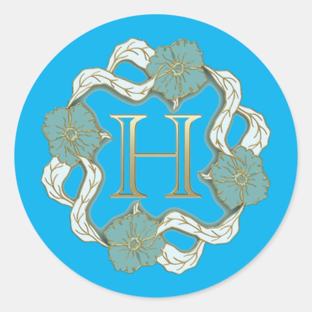 Meine Unterschrift mit dem Buchstaben h, Runder Aufkleber (Vorderseite)