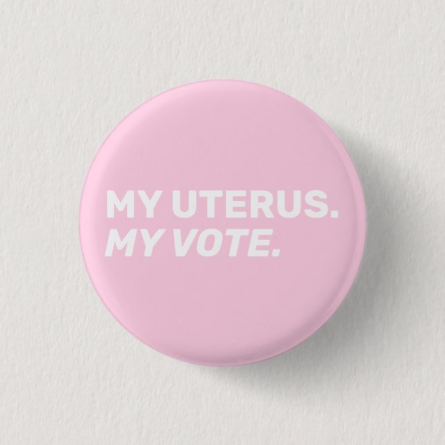 Meine Uterus meine Stimme hellrosa, weiße Abtreibu Button (Vorderseite)
