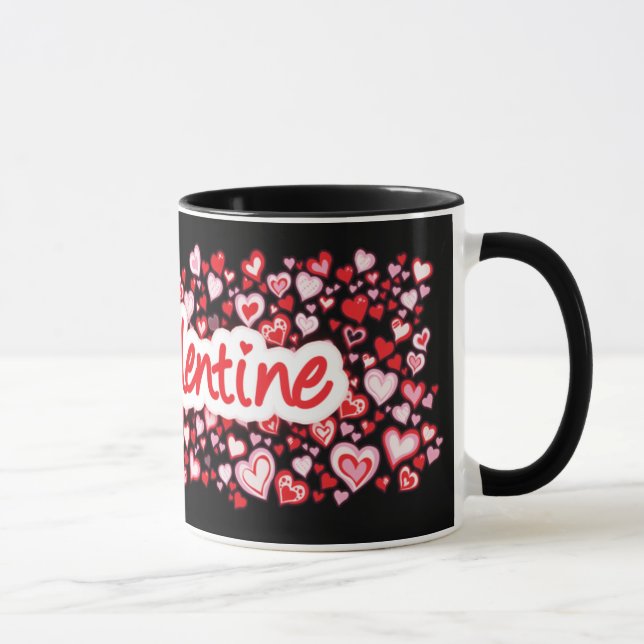 "Meine Valentine" - Rosa schwarze Tasse (Rechts)