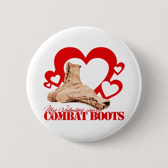 Meine Valentine trägt Kampfstiefel Button (Vorderseite)