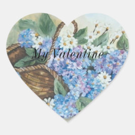 Meine Valentinhydrangeas im Strohkorb Herz-Aufkleber