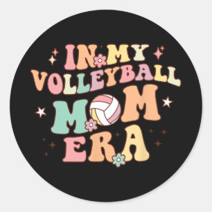 Meine Volleyball-Mutter-Ära Spieltag Cute Retro Vo Runder Aufkleber
