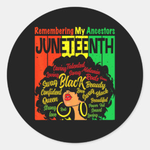 Meine Vorfahren erinnern Juneteenth Naturhaar B Runder Aufkleber